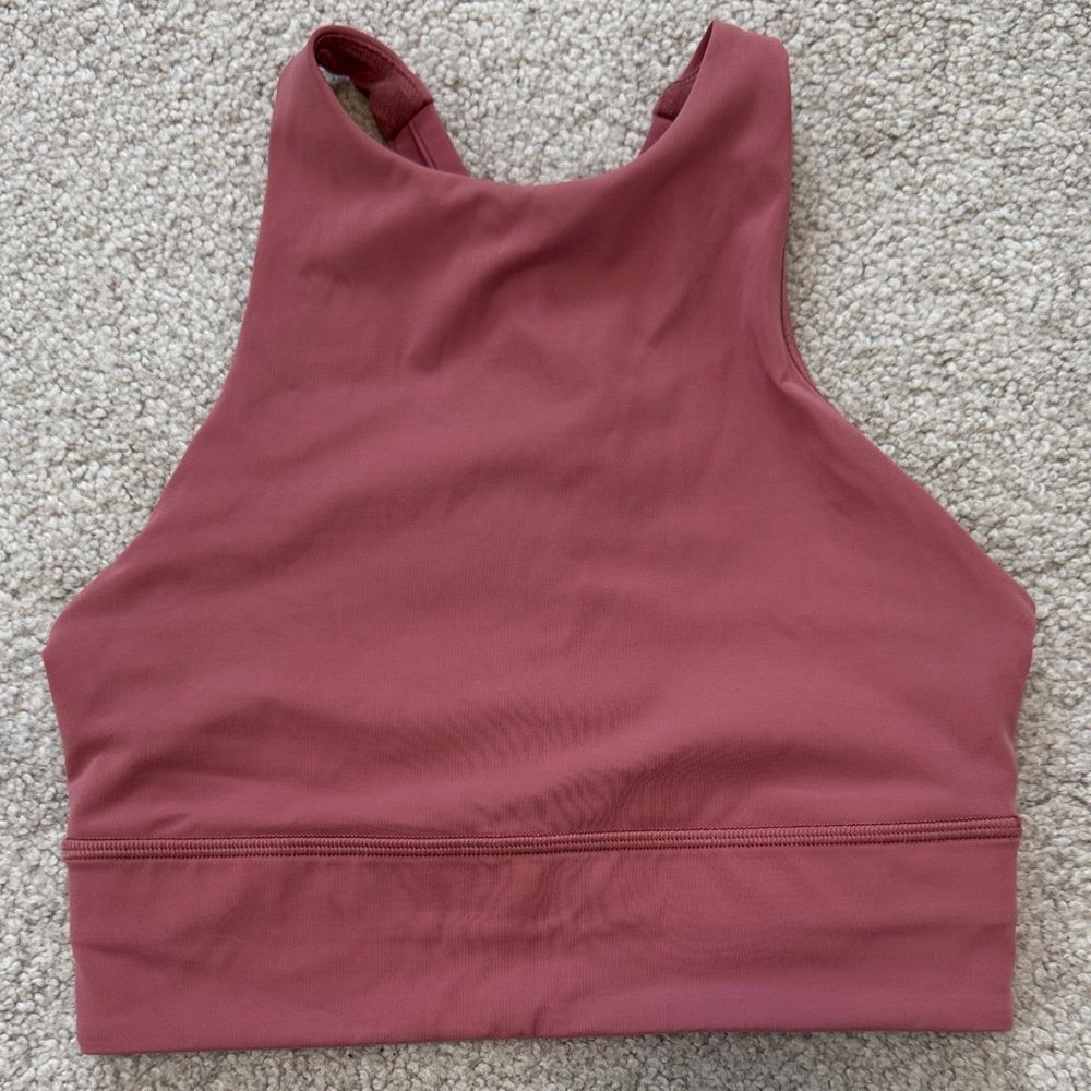lululemon Energy High-Neck Long-Line Sports Bra *Tough Light Pink Sz4